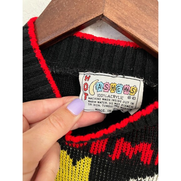 Vintage 90s Bart Simpson Sweater Kids Size Radical Dude Graphic Knit Black Red - Picture 4 of 6